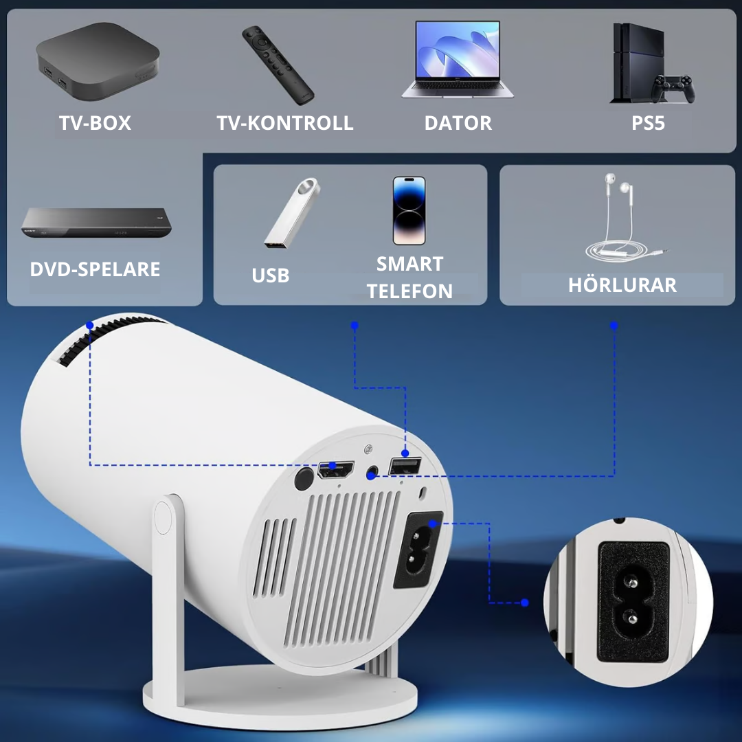 TrueView 4K - Den virala projektorn med Bluetooth & WiFi (2024 modell)